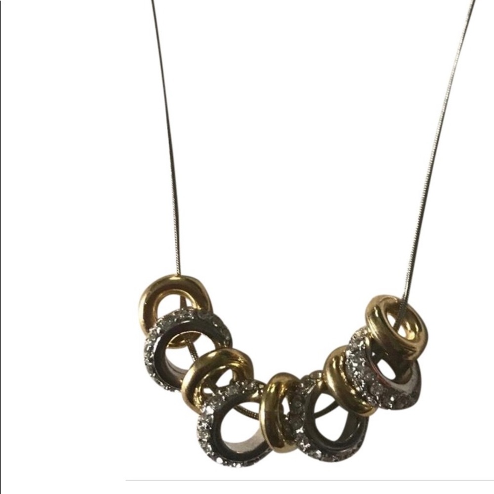 Sterling Silver Plated Loop Ring Circle Necklace - image 1